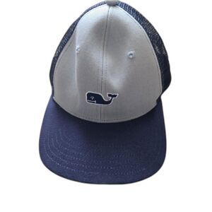 Vineyard Vines Trucker Hat – Gray & Blue Mesh Cap with Whale Logo